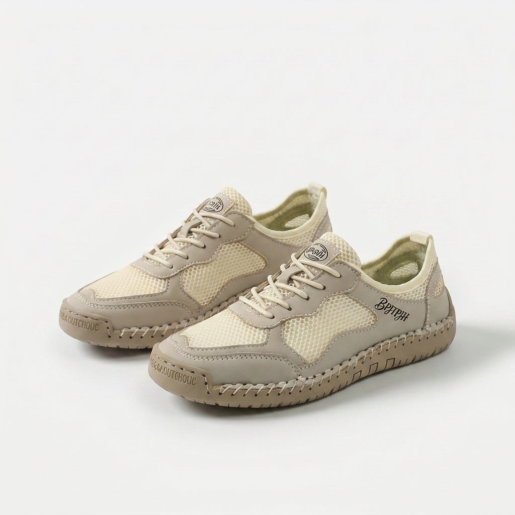Women's Breathable Mesh Summer Sneakers in Yellow – close-up view | Hensley London