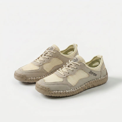 Women's Breathable Mesh Summer Sneakers in Yellow – close-up view | Hensley London