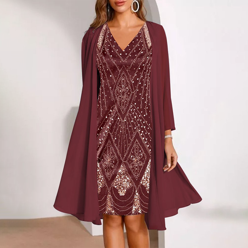 Women's Two-Piece Cape Dress – front view | Hensley London