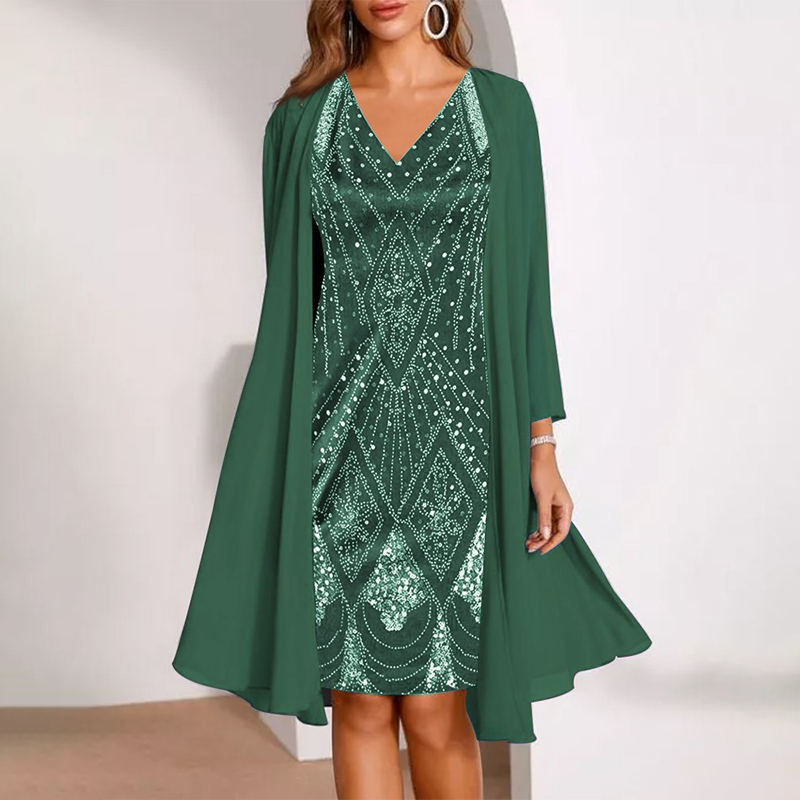 Women's Two-Piece Cape Dress – product view | Hensley London