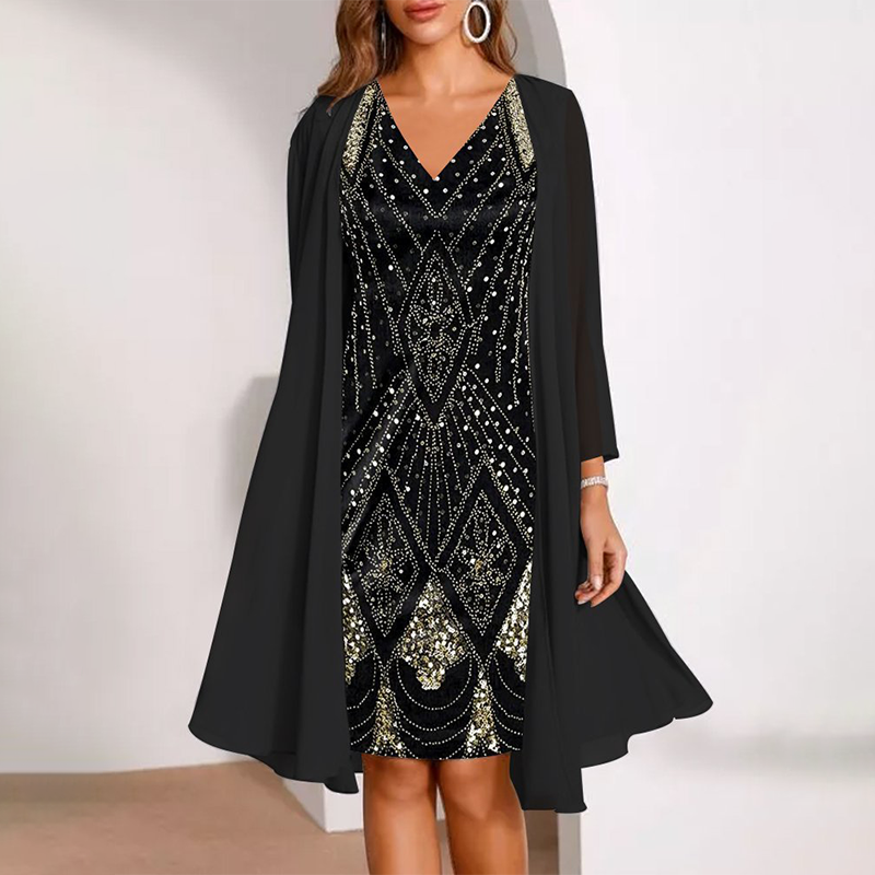 Women's Two-Piece Cape Dress – product view | Hensley London