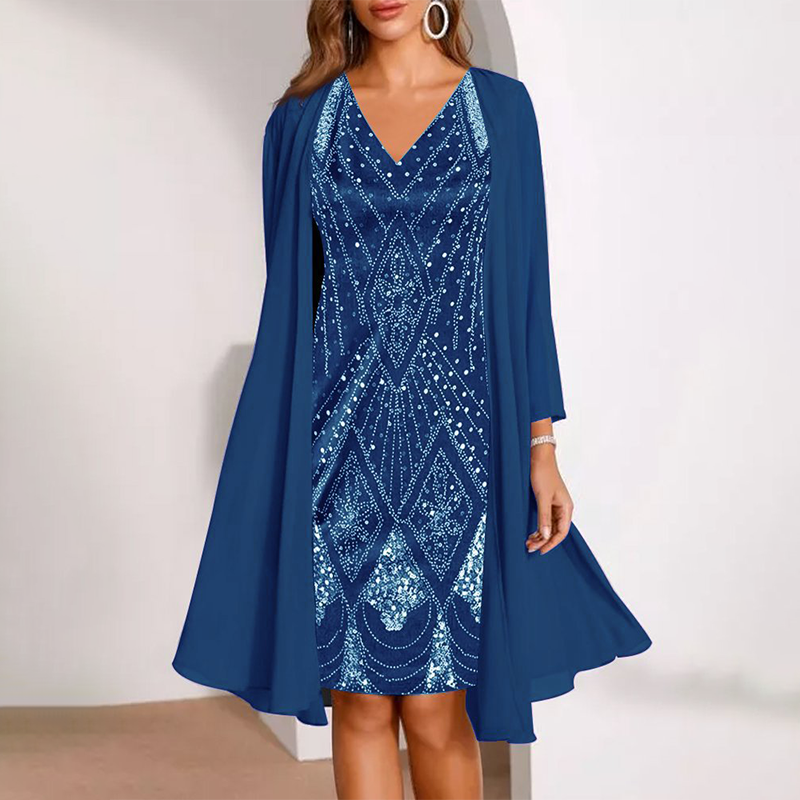 Women's Two-Piece Cape Dress – product view | Hensley London