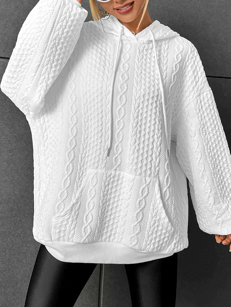 Women's Oversized Hoodie Grey Cotton Blend - 3