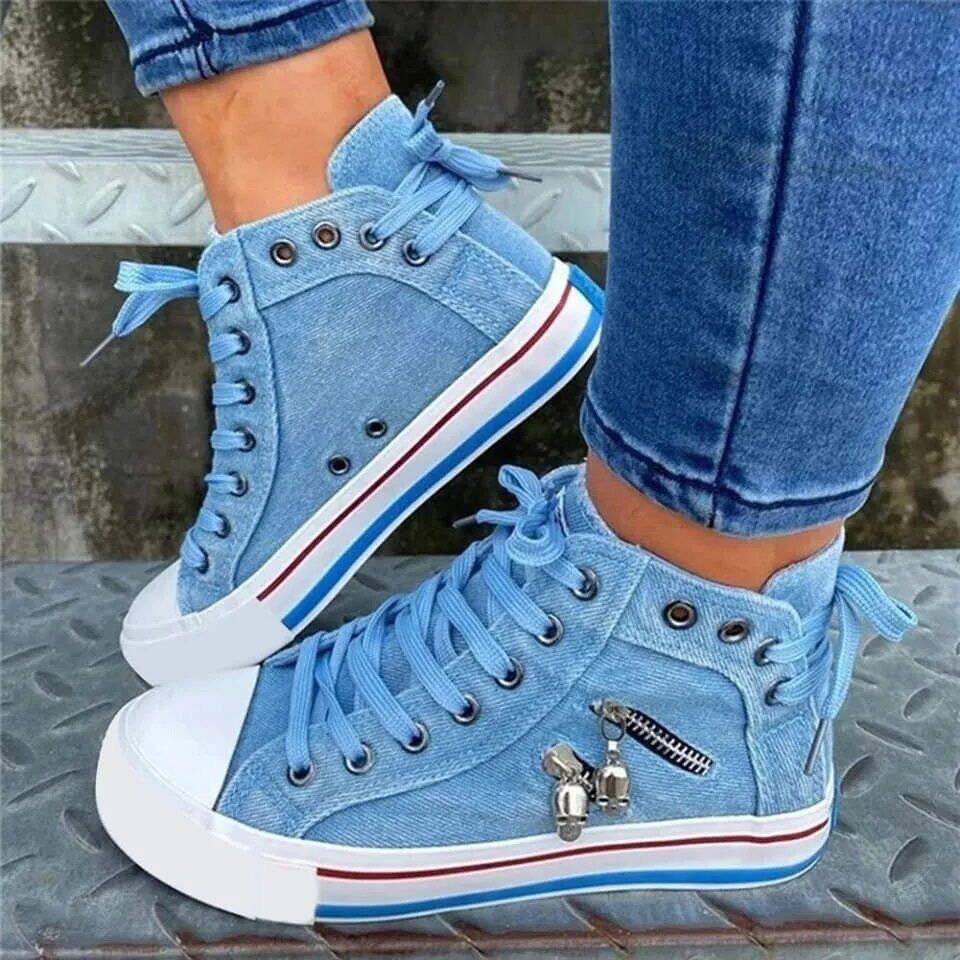 Women's Sneakers Black Canvas Lightweight Orthopedic Walking Shoes for Women - 1