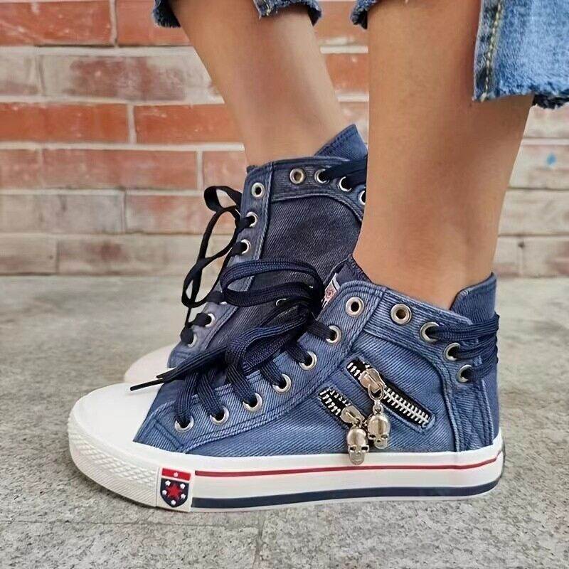 Women's Sneakers Black Canvas Lightweight Orthopedic Walking Shoes for Women - 2