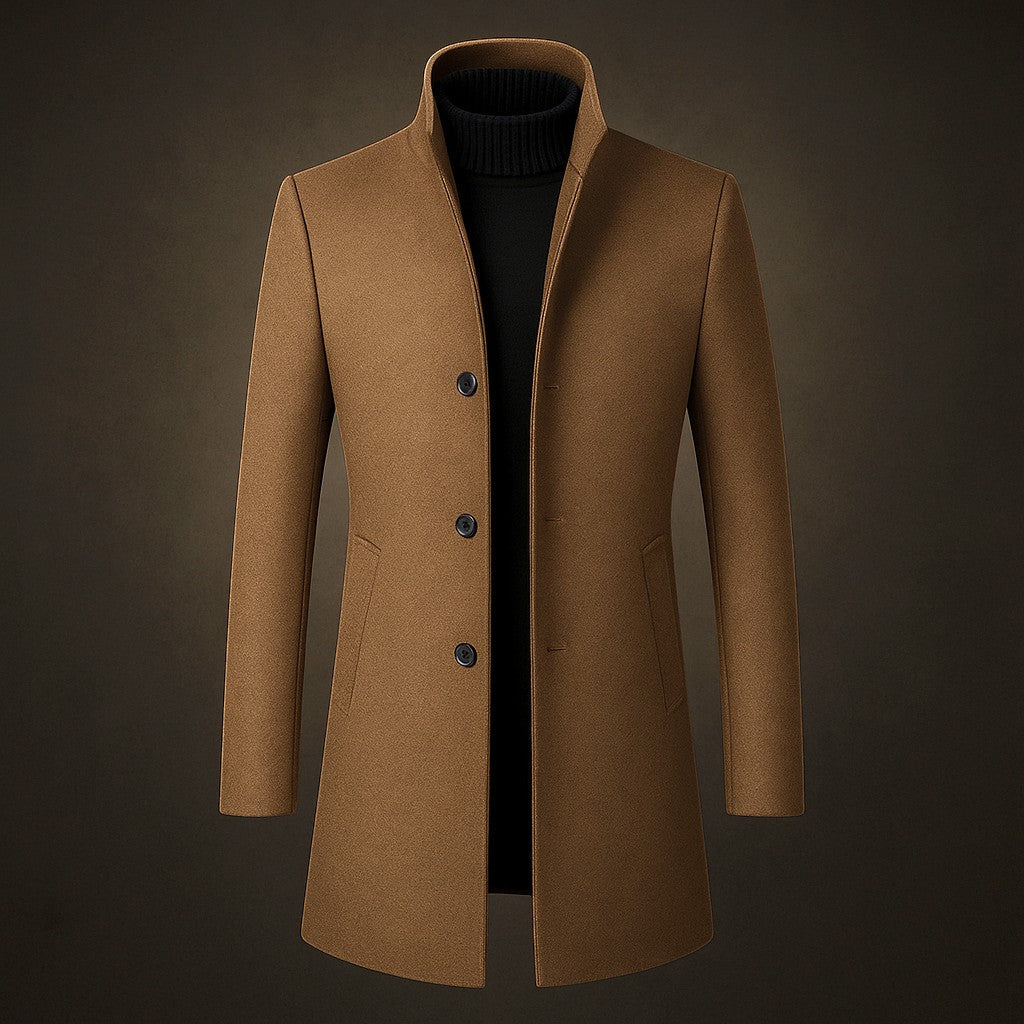 Men's Cashmere-Blend Tailored Coat in Brown - product view | Hensley London