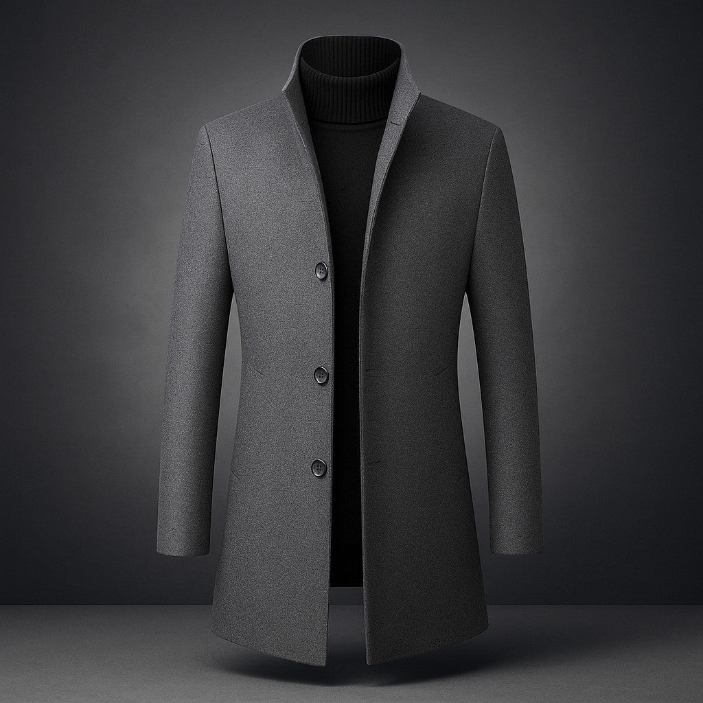 Men's Cashmere-Blend Tailored Coat in Gray - product view | Hensley London