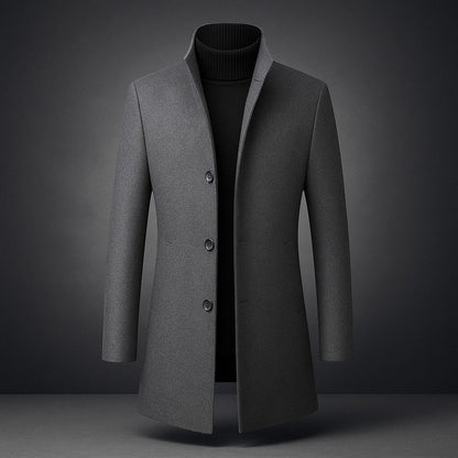 Men's Cashmere-Blend Tailored Coat in Gray - product view | Hensley London