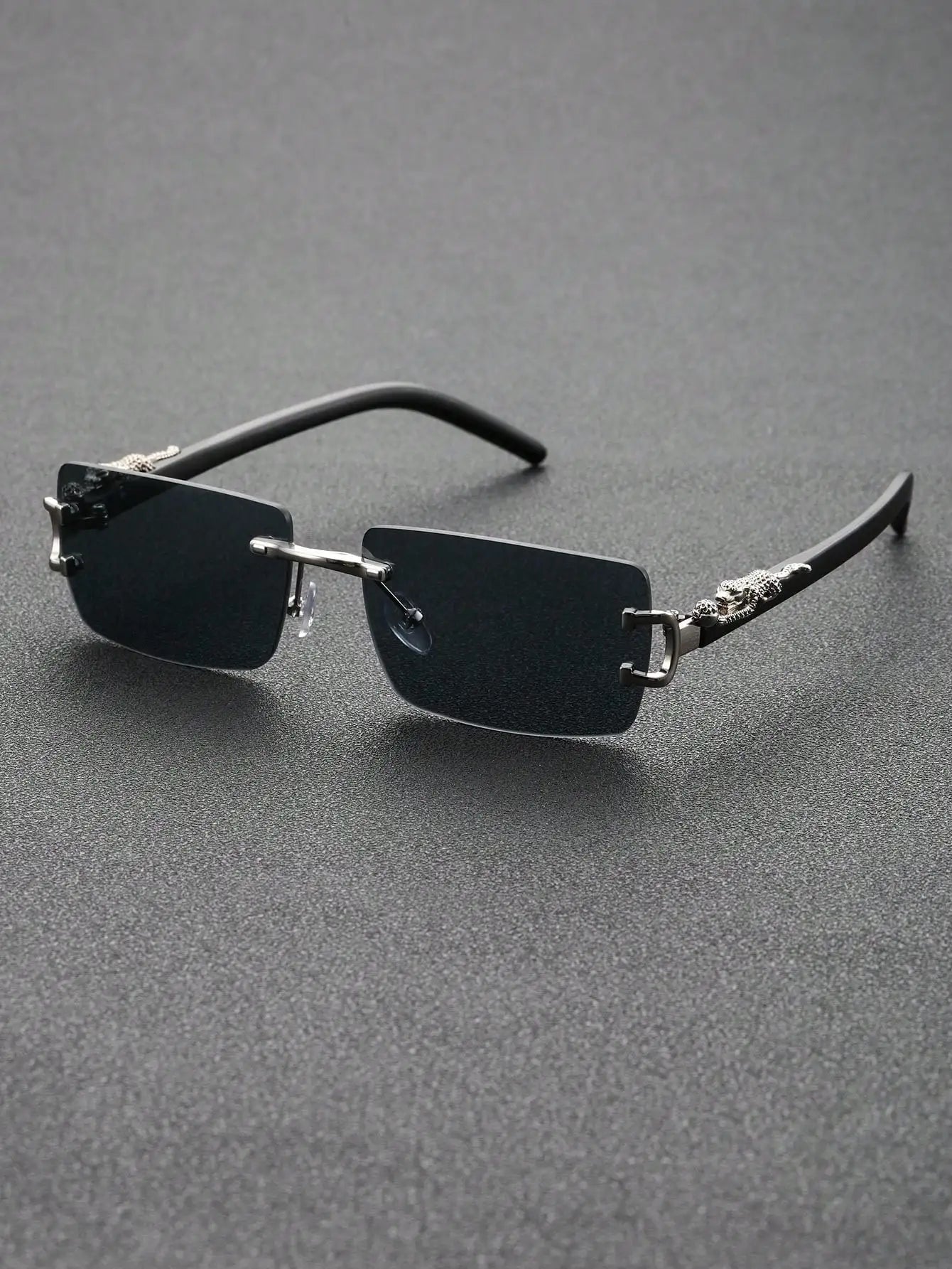 Women's Rimless Rectangle Sunglasses – angled view | Hensley London