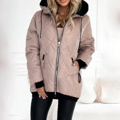 Women's Quilted Hooded Zip-Front Jacket in available colours – product view 3 | Hensley London