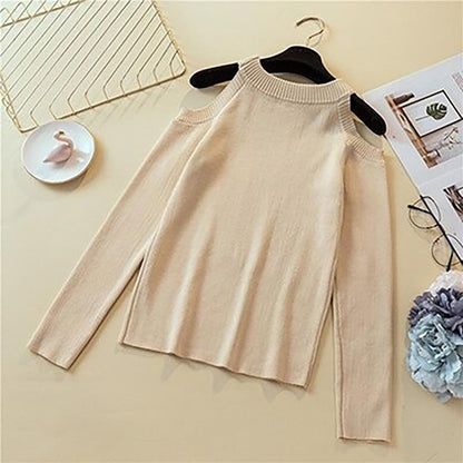 Knitted Cold Shoulder Sweater 0