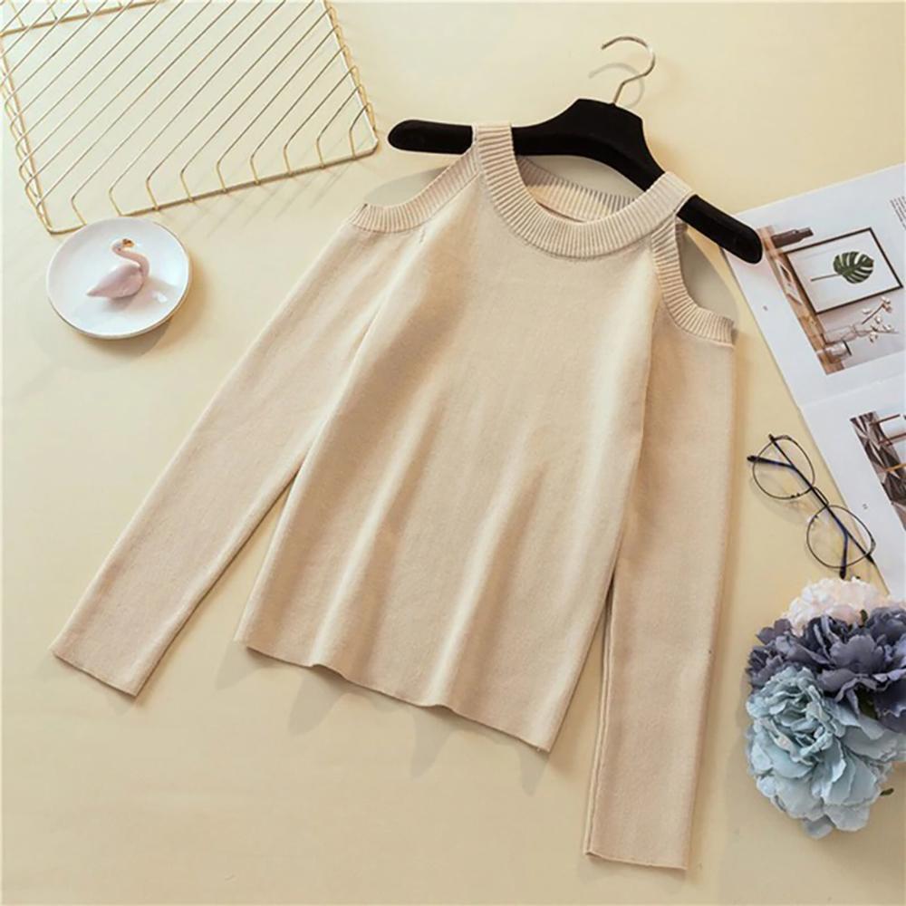 Knitted Cold Shoulder Sweater 4