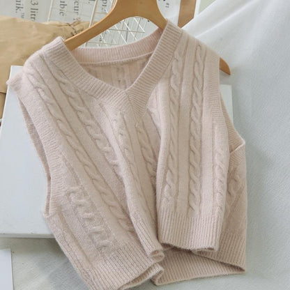 Knitted Sleeveless V-Neck Sweater Vest 14