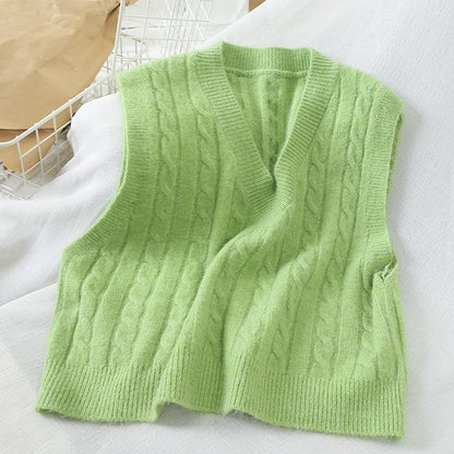 Knitted Sleeveless V-Neck Sweater Vest 16