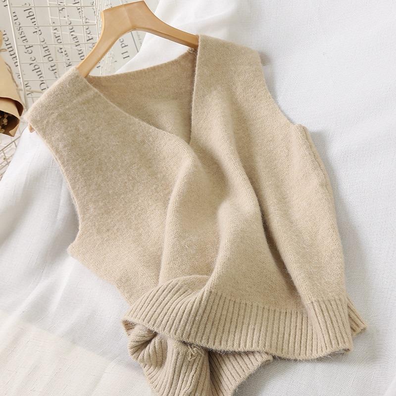 Knitted Sleeveless V-Neck Sweater Vest 19