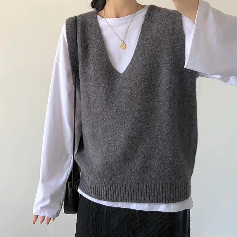 Knitted Sleeveless V-Neck Sweater Vest 5
