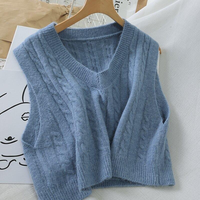 Knitted Sleeveless V-Neck Sweater Vest 9