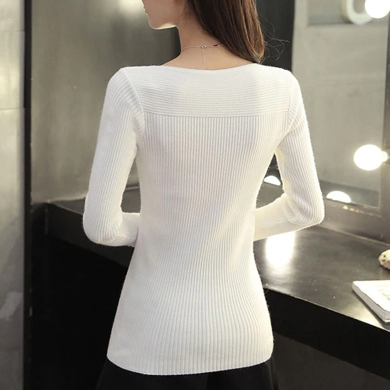 Knitted Slim Fit Long Sleeve Pullover Sweaters 1