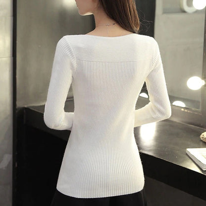 Knitted Slim Fit Long Sleeve Pullover Sweaters 1