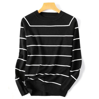 Knitted Striped Long Sleeve Pullover Sweaters 12