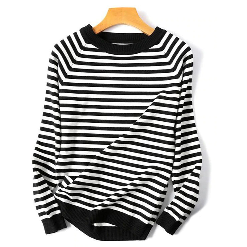 Knitted Striped Long Sleeve Pullover Sweaters 13