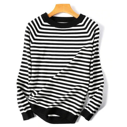 Knitted Striped Long Sleeve Pullover Sweaters 13