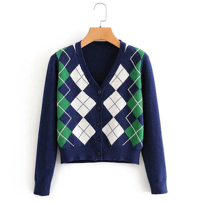 Korean Style Plaid Cardigan Sweater 3