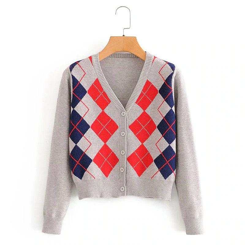 Korean Style Plaid Cardigan Sweater 5