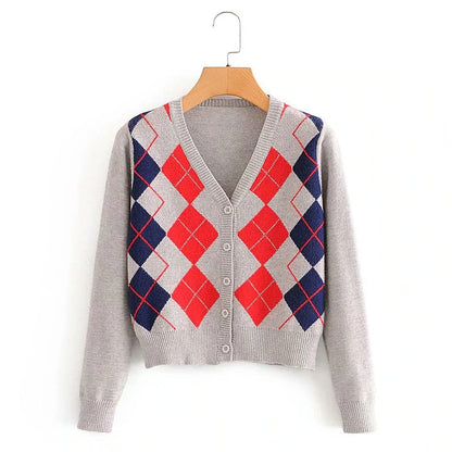 Korean Style Plaid Cardigan Sweater 5