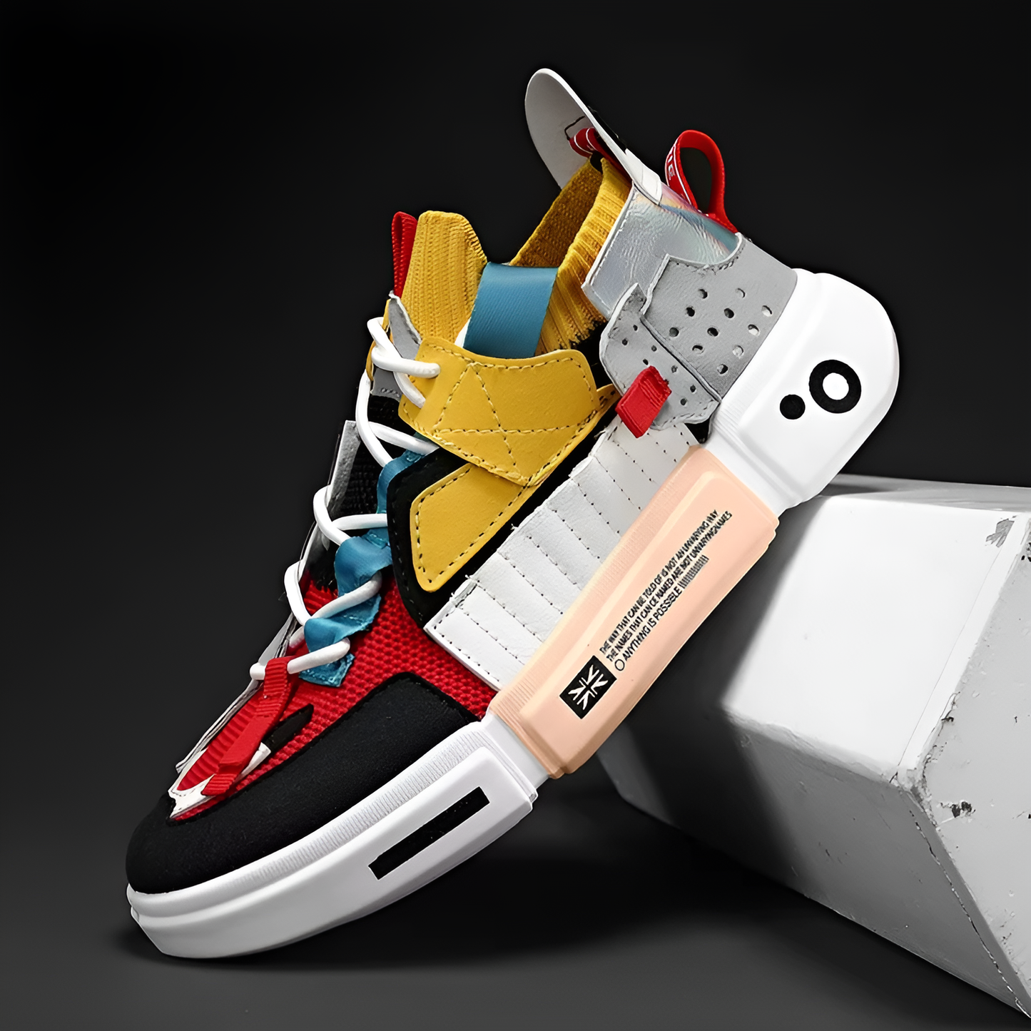 Men's Leather & Mesh Color-Block Sneakers – front view | Hensley London