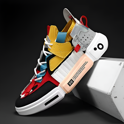 Men's Leather & Mesh Color-Block Sneakers – front view | Hensley London