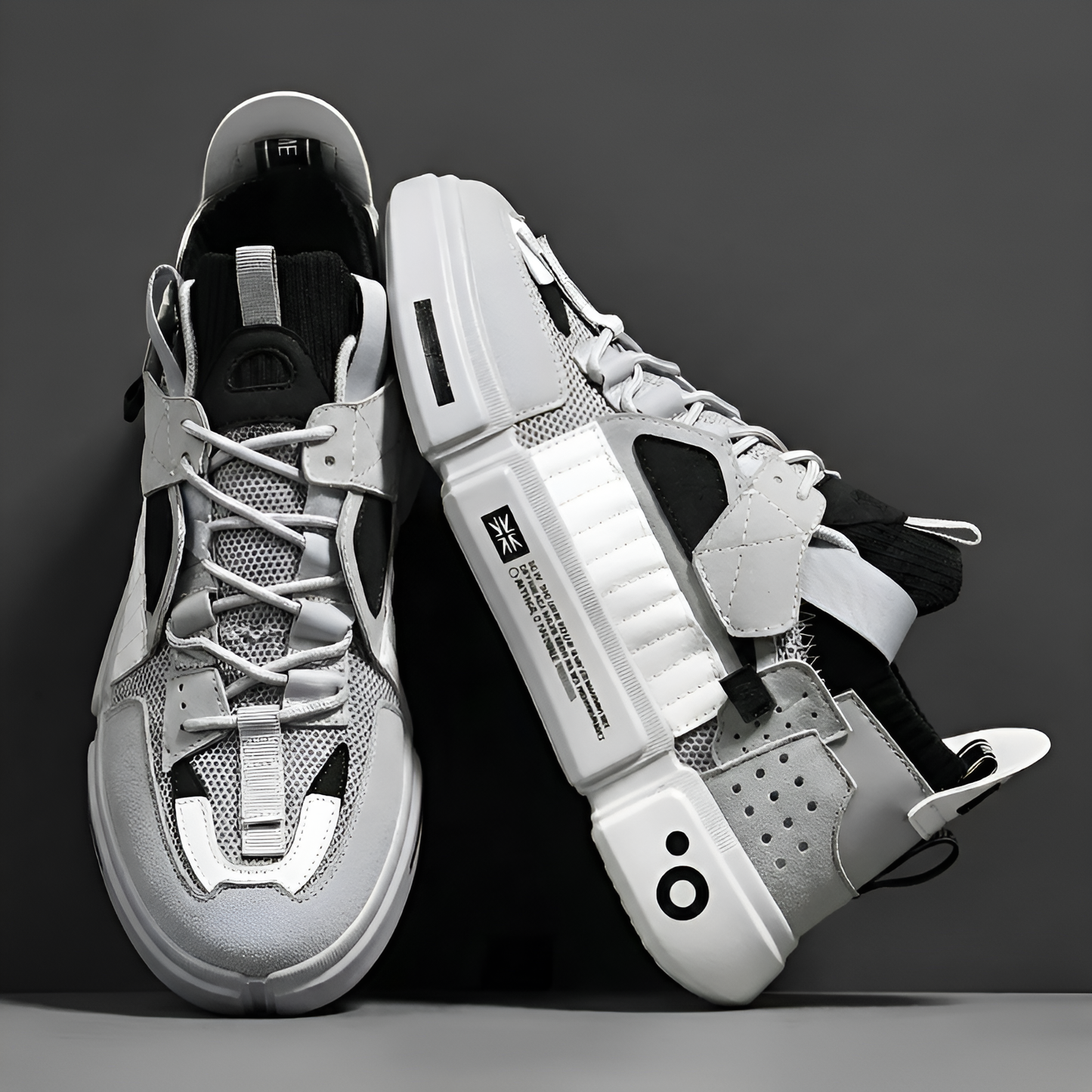 Men's Leather & Mesh Color-Block Sneakers – top view | Hensley London