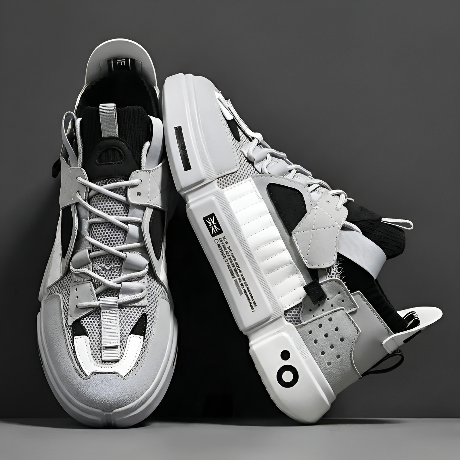 Men's Leather & Mesh Color-Block Sneakers – top view | Hensley London
