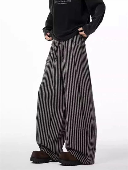 Women's Pinstripe Balloon Trousers with Drawstring Waist in available colours – product view 4 | Hensley London