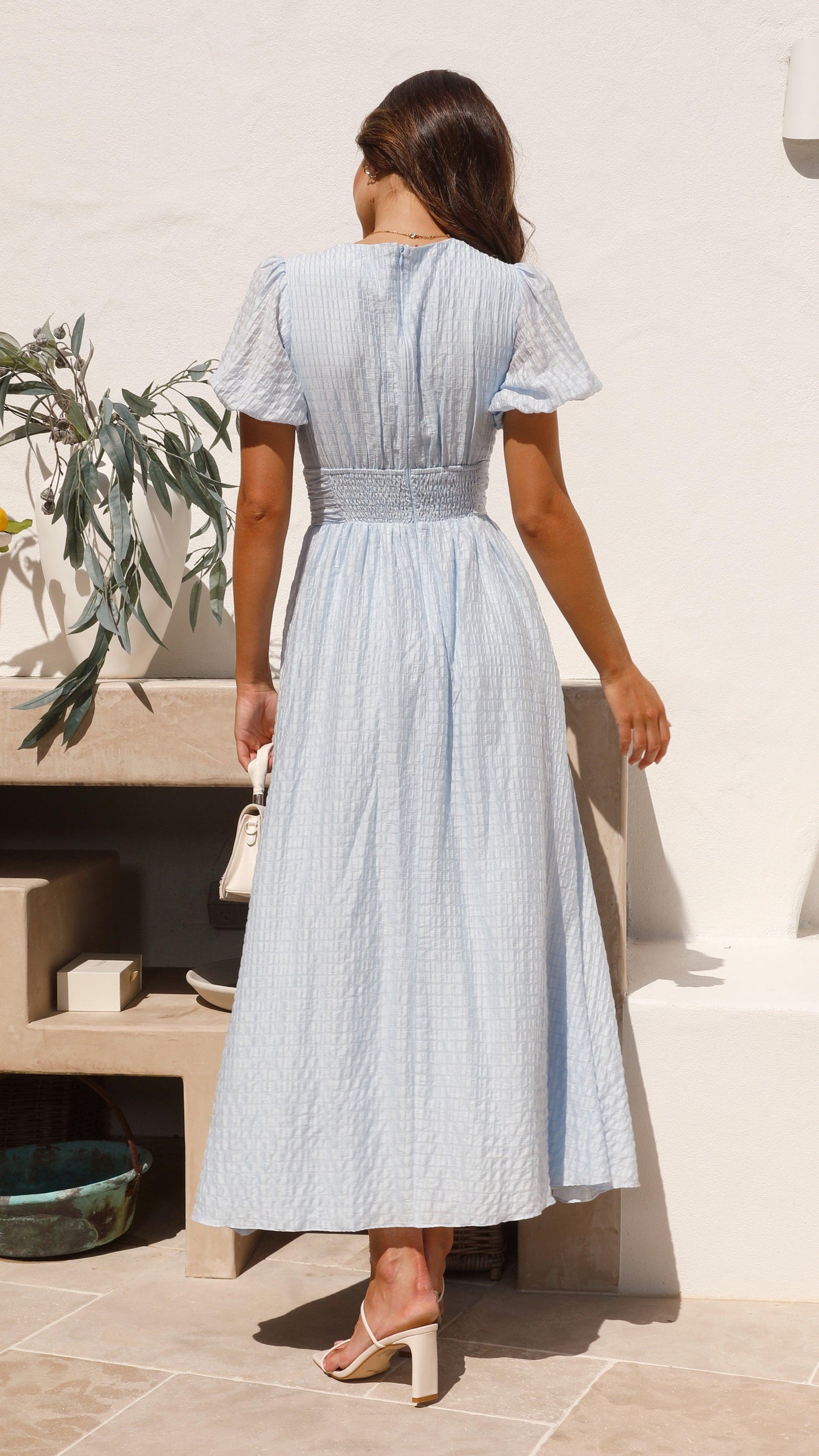 Women's Maxi Dress Blue Lightweight Cotton-3