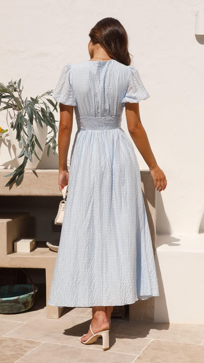 Women's Maxi Dress Blue Lightweight Cotton-3