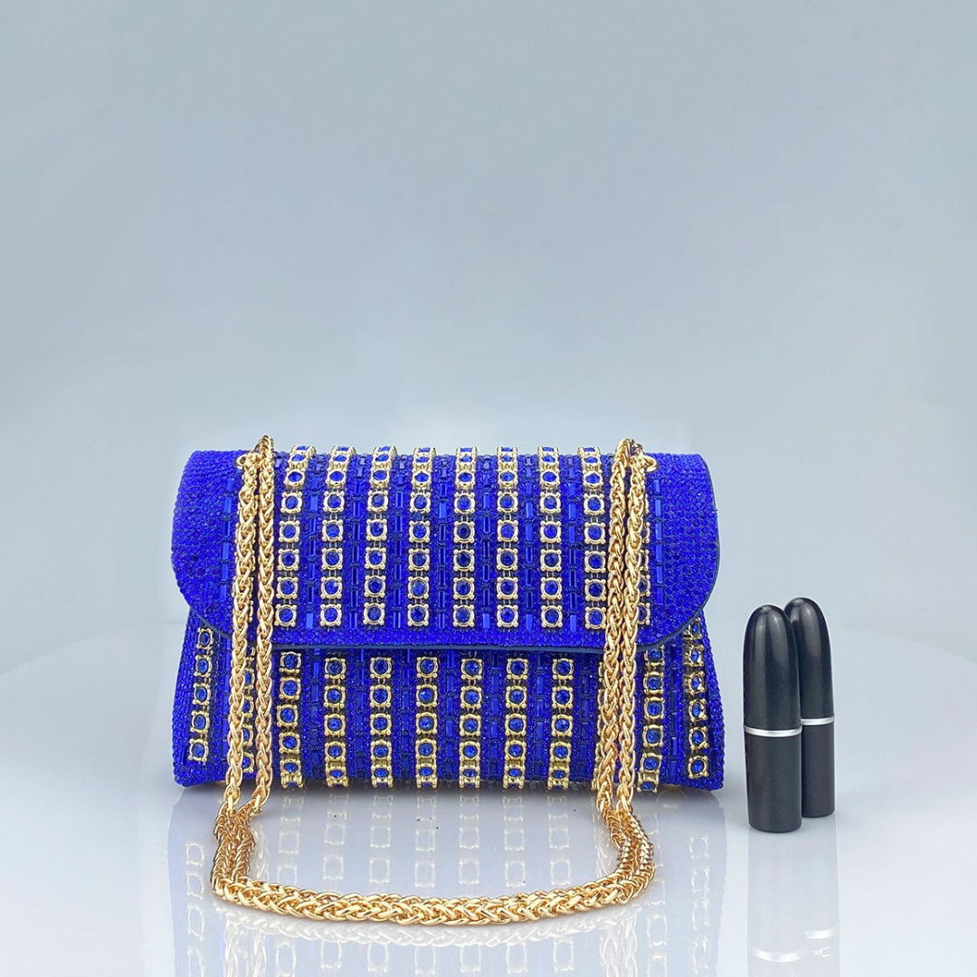 Women's Quilted Diamond Chain Shoulder Bag in Green – front view | Hensley London