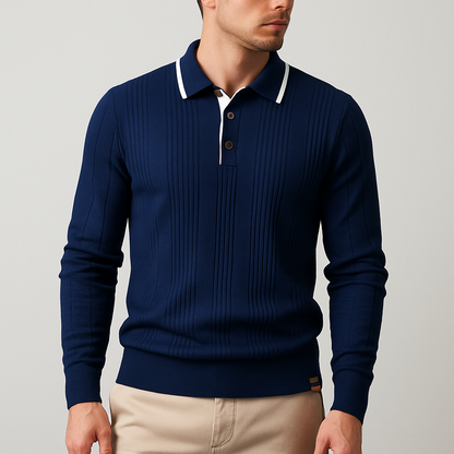 Men's Soft Knit Polo Shirt – front view | Hensley London