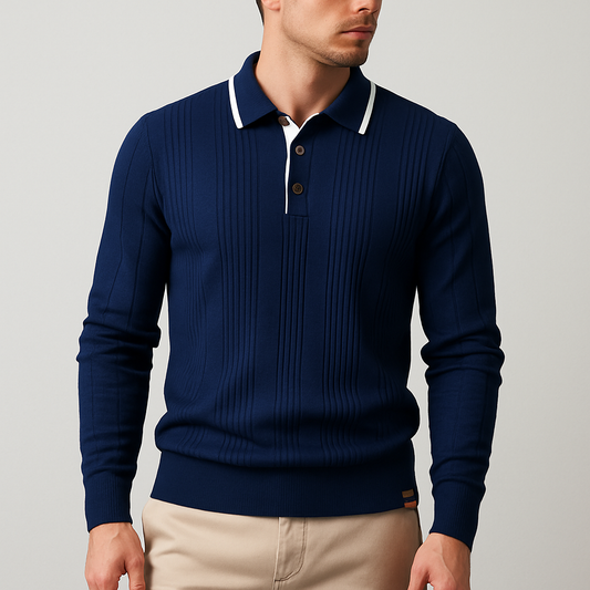 Men's Soft Knit Polo Shirt – front view | Hensley London