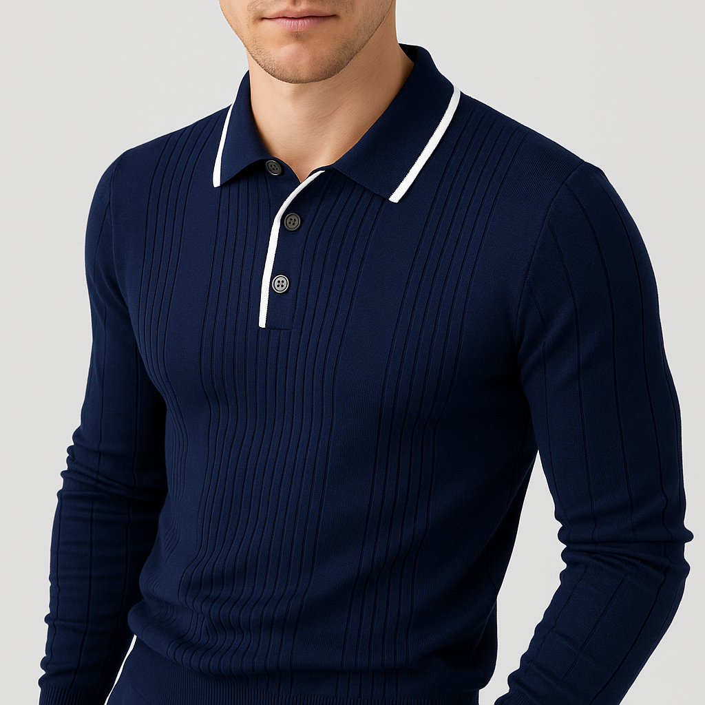 Men's Soft Knit Polo Shirt – angled view | Hensley London