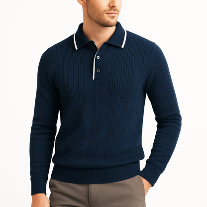 Men's Soft Knit Polo Shirt – back view | Hensley London