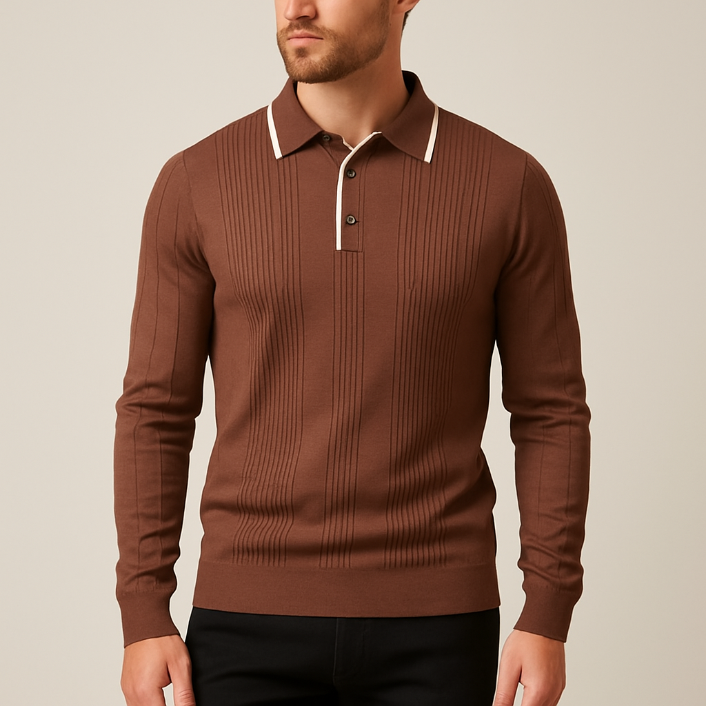 Men's Soft Knit Polo Shirt – collar detail | Hensley London