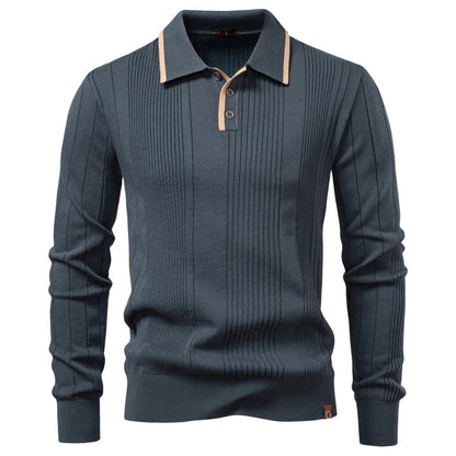 Men's Soft Knit Polo Shirt – full view | Hensley London