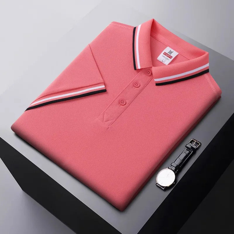 Men's Tipped Collar Polo Shirt – detail view | Hensley London