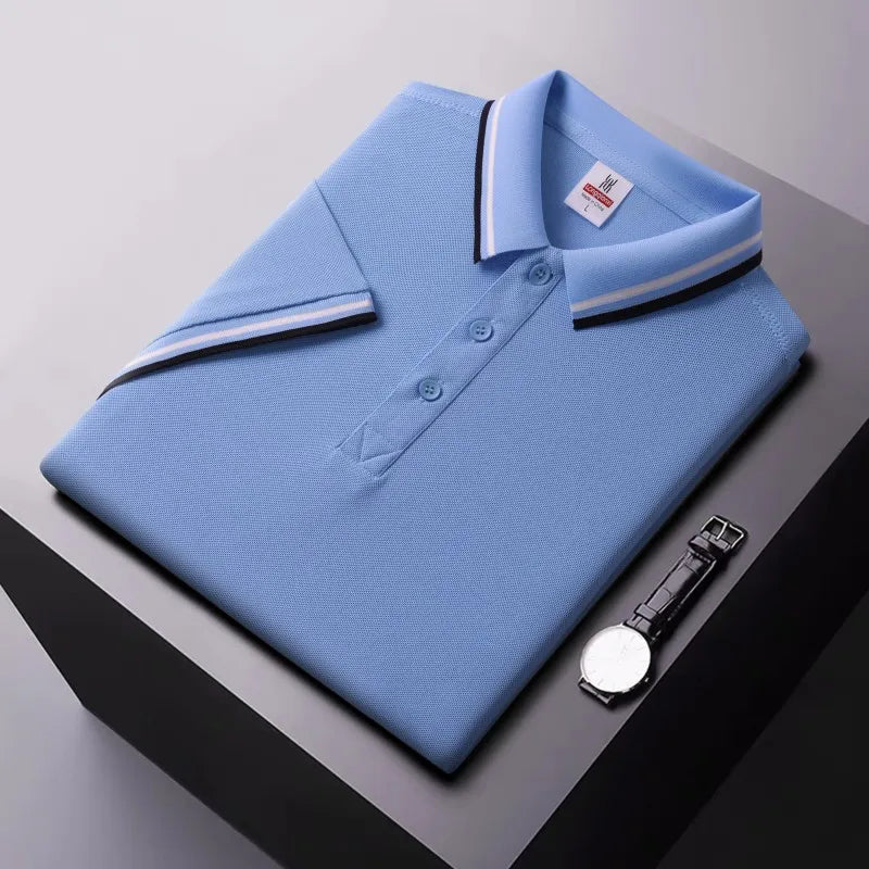 Men's Tipped Collar Polo Shirt – product view | Hensley London