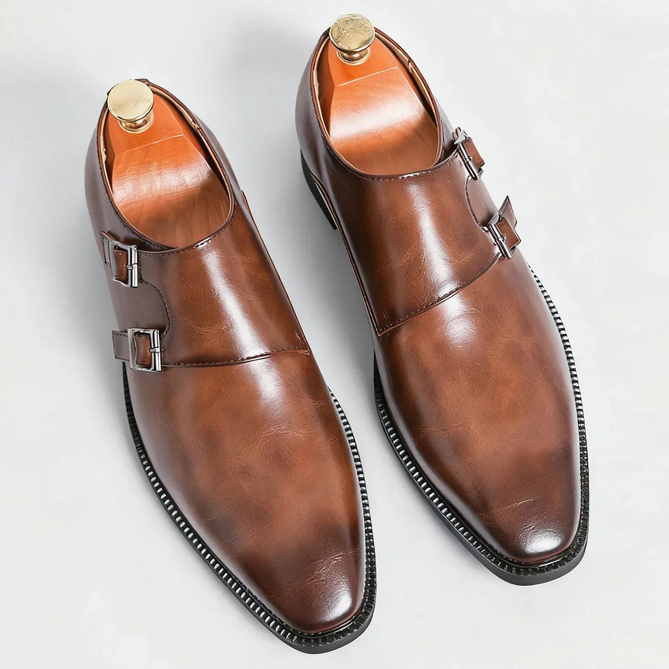 Men's Faux Leather Monk Strap Loafers
