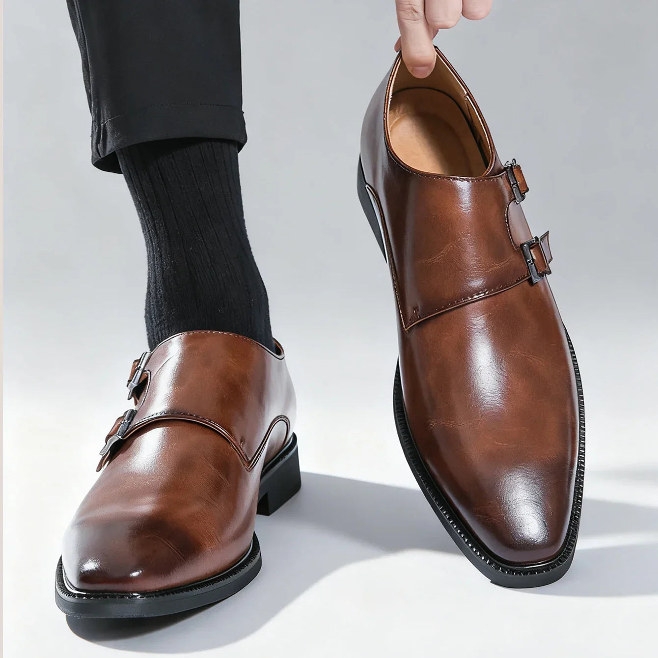 Men's Faux Leather Monk Strap Loafers