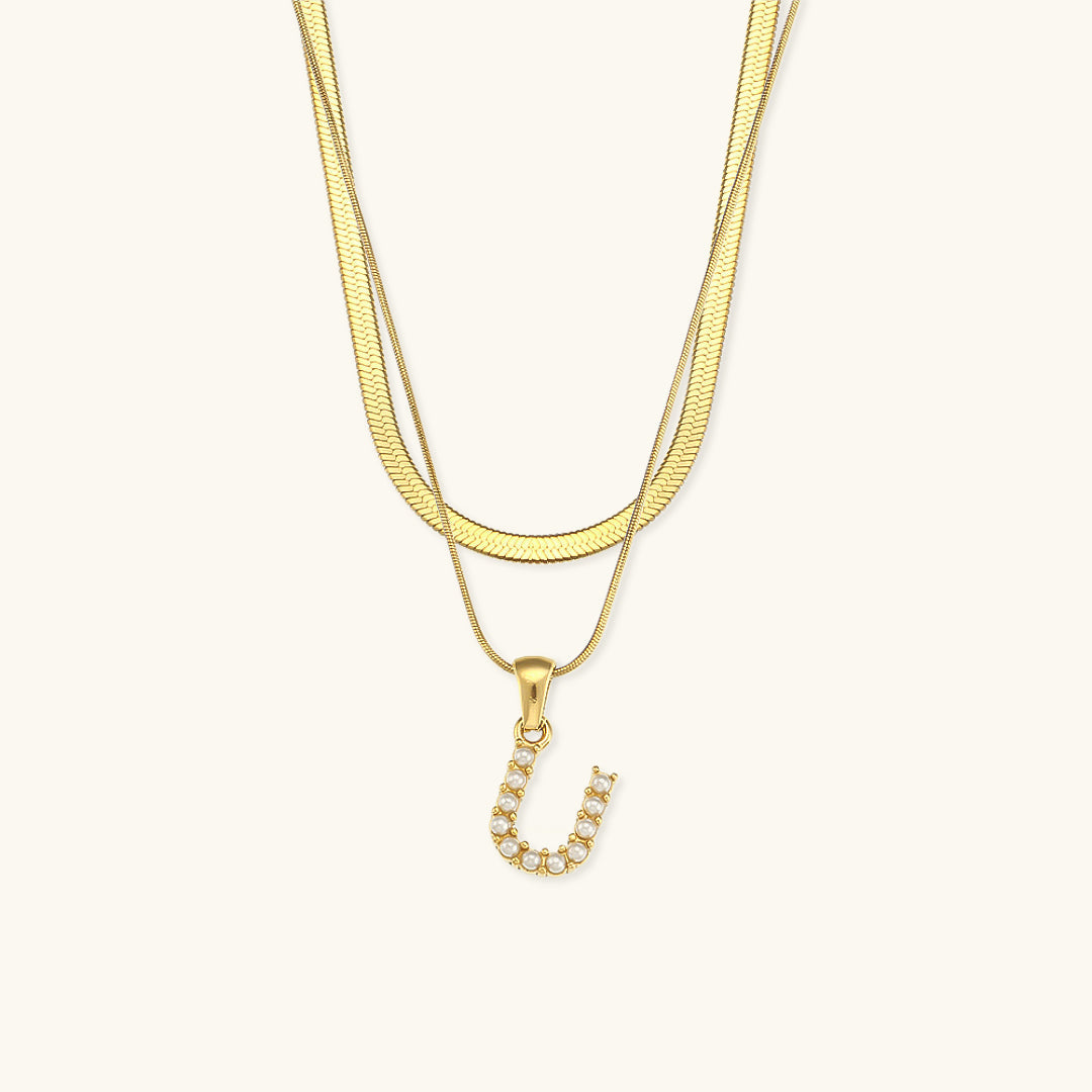 Layered Gold Initial Necklace with Freshwater Pearls – Waterproof and Hypoallergenic Gold Chain Jewelry for Women 13