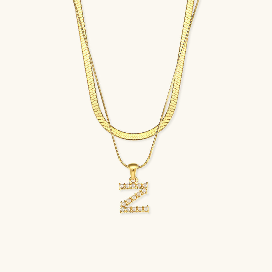Layered Gold Initial Necklace with Freshwater Pearls – Waterproof and Hypoallergenic Gold Chain Jewelry for Women 17
