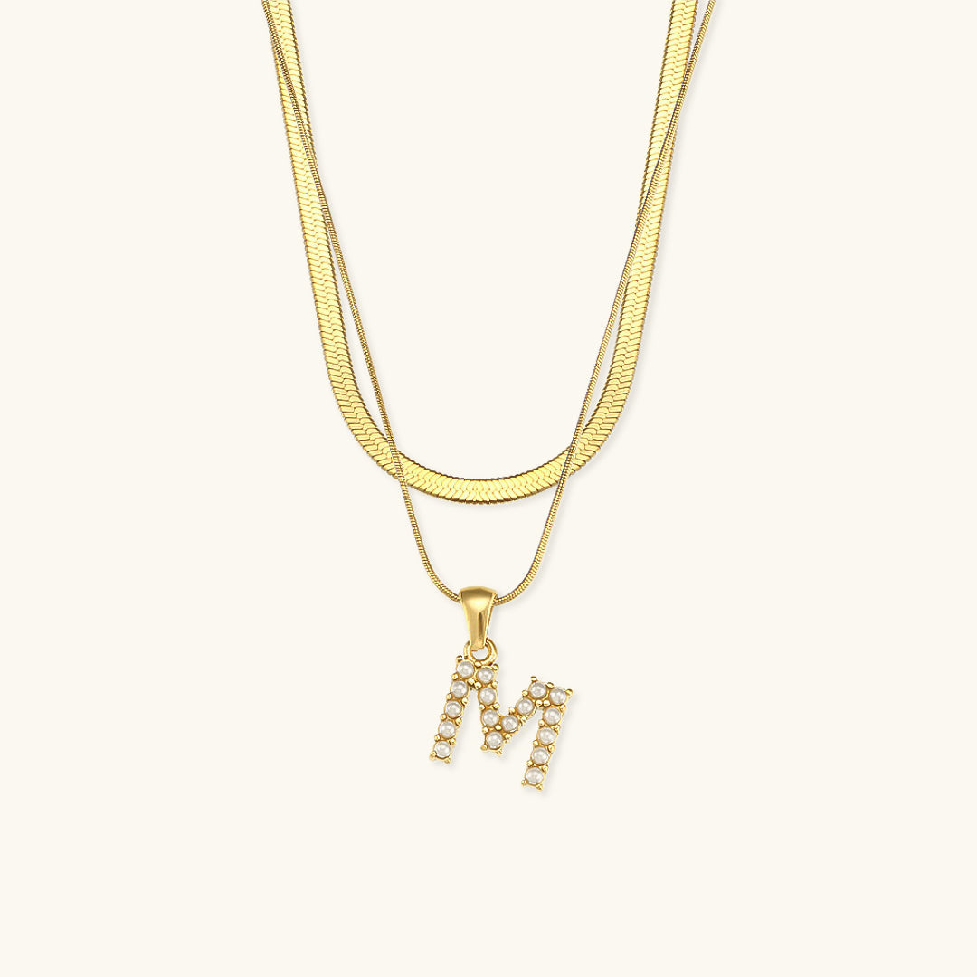 Layered Gold Initial Necklace with Freshwater Pearls – Waterproof and Hypoallergenic Gold Chain Jewelry for Women 19